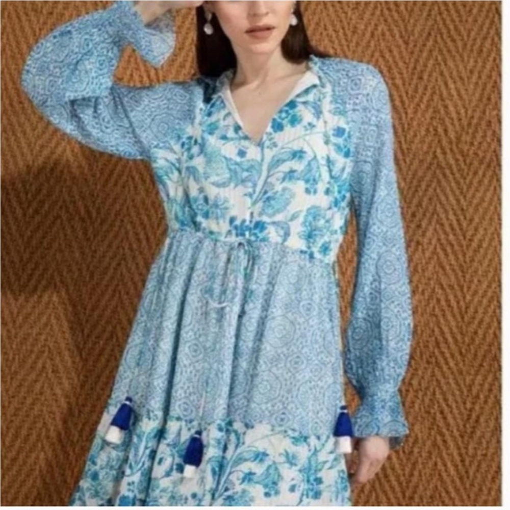 HEMANT & NANDITA Blue Kaiyo Dress S